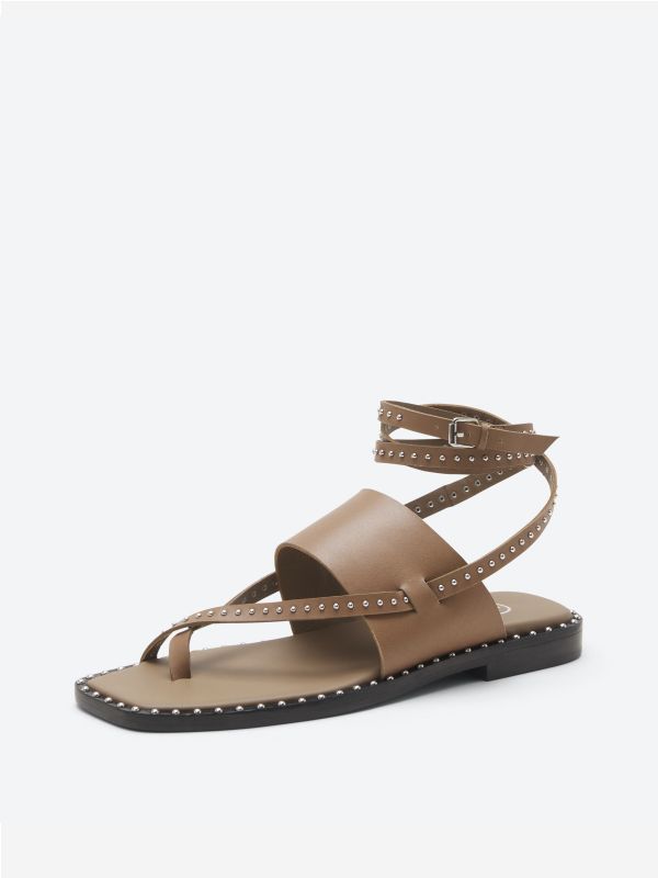 ASH Medusa Studs Platte Sandalen Dames Fango | 865290VNE