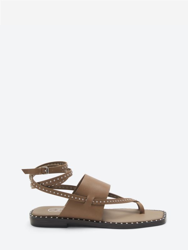 ASH Medusa Studs Platte Sandalen Dames Fango | 865290VNE