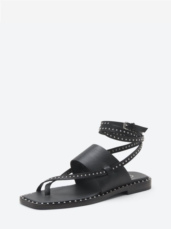 ASH Medusa Studs Platte Sandalen Dames Zwart | 394126DKP