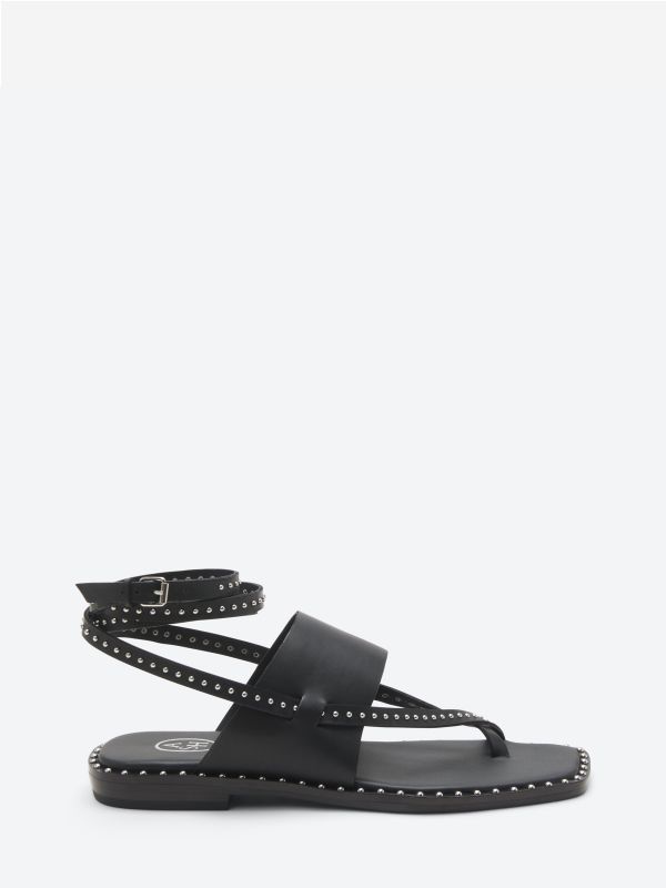 ASH Medusa Studs Platte Sandalen Dames Zwart | 394126DKP